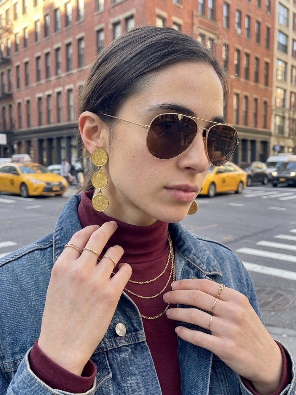 MaryBee Jewelry Vintage Feux Coin Earrings Currency Jewelry Gold Tone